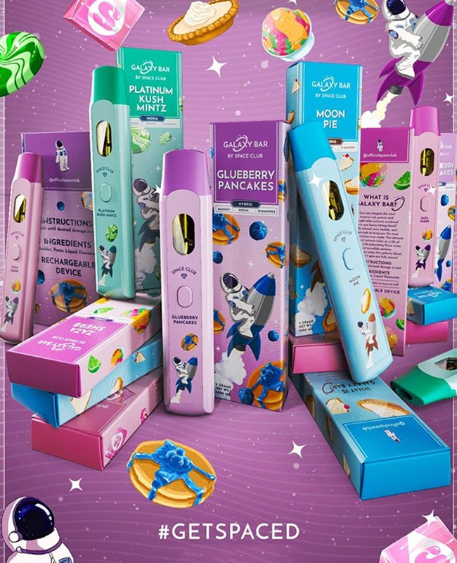 Different types of Space Club disposable vape pens